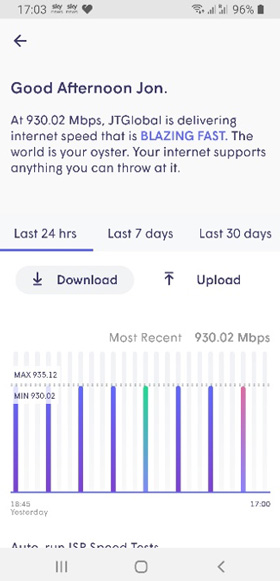 Network Speeds Check on the App