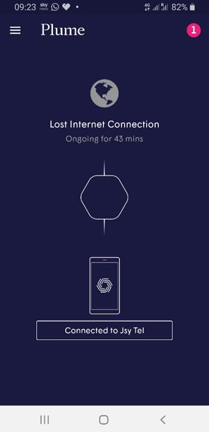 Plume App - lost internet connection